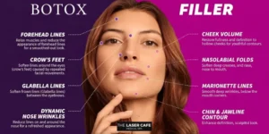 an image showing botox vs dermal filler treatment areas