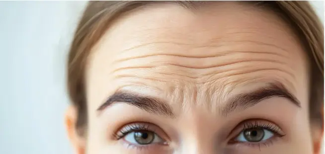 close up view of women with forehead lines